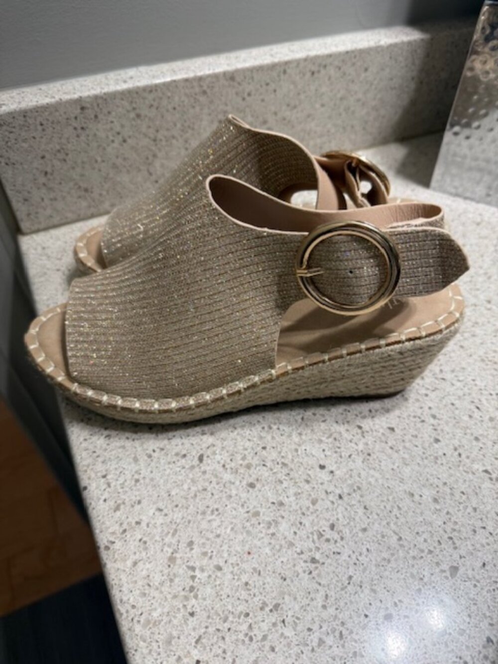 Catherine Malandrino Gold Espadrille Sandals - Size 8 - New